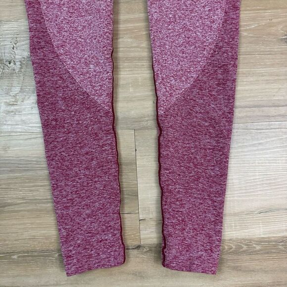 Gymshark Women's S Dry Flex Contour Leggings Heathered Maroon Logo Waist Workout - Picture 3 of 5